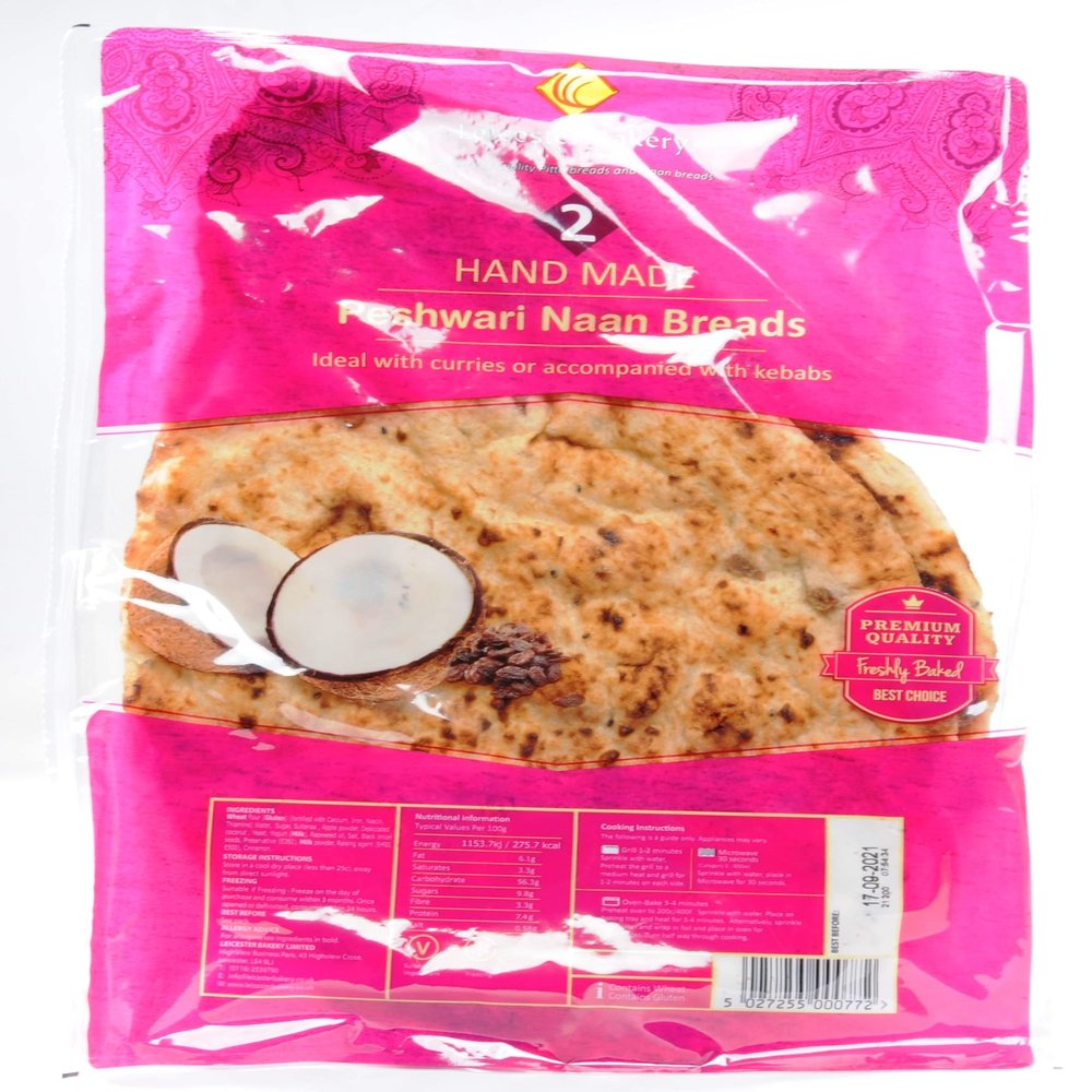 Leicester Bakery 2 Handmade Peshwari Naan 2 x 2 Pack