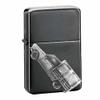 Classic French car 404 Pick Up ref175 Pewter effect design on a flip top petrol lighter windproof BLACK refillable view 1