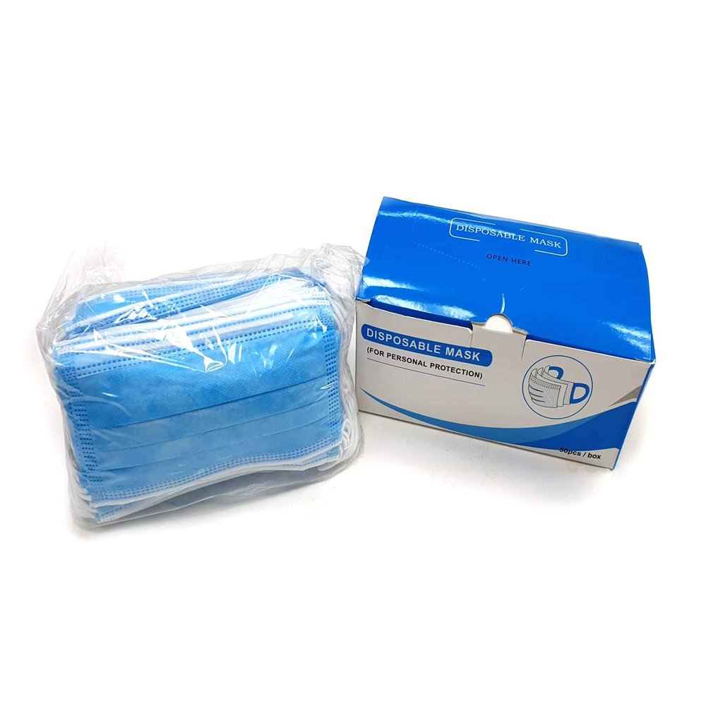 Accuratus - Box of 50 x 3 Ply Face Mask with Elasticated Head Band