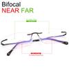 2PCS Rimless Clear Bifocal Reading Glasses Blue Light Blocking Readers for Men Women Unisex Eyewear Far Near Dual-Use Lightweight Magnifying Anti Glare UV Digital Reduce Eyestrain Fashion Eyeglasses view 2