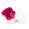 Annhua Denture Box Plastic Retainer Case with Draining Basket, Large Denture Bath for Soaking and Cleaning Dentures, Portable Retainer Box for Outdoor and Travelling - Pink view 1