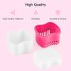 Annhua Denture Box Plastic Retainer Case with Draining Basket, Large Denture Bath for Soaking and Cleaning Dentures, Portable Retainer Box for Outdoor and Travelling - Pink view 3