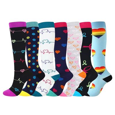 Compression Socks for Women and Men, 7 Pairs Medical Compression Stockings 15-20 mmHg Colorful Support Socks for Athletic, Varicose Veins, Running, Cycling, Hiking, Flight, Travel, Nursing, Pregnancy