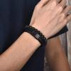 WQZYY&ASDCD Womens Bracelets Bangle Fashion Bracelets Beaded Leather Men Bracelet Punk Hiphop Male Bangle Jewelry Party Gifts-Mutilayer_4_18.5Cm view 3