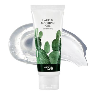 Yadah Cactus Soothing Gel 3.7 Fluid Ounce, Vegan Soothing Cooling Moisturizing Skin Hair Care, Shaving Gel for Men, 95 Percent of Cactus Extract