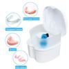 Denture Soaking Box Orthodontic Retainer Bath Case with Strainer Basket, False Teeth Container Dental Denture Bath Box Case Cup for Travel Cleaning - White view 2