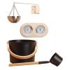 Sauna Accessory Set, 5 Pieces, 7 L Sauna Bucket, Sauna Accessories, Sauna Bucket with Ladle, Sauna Set with 7 L Sauna Bucket, Hourglass, Thermohygrometer, Sauna Oven, Aluminium Sauna Bucket Set view 1