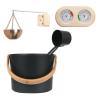 Sauna Accessory Set, 5 Pieces, 7 L Sauna Bucket, Sauna Accessories, Sauna Bucket with Ladle, Sauna Set with 7 L Sauna Bucket, Hourglass, Thermohygrometer, Sauna Oven, Aluminium Sauna Bucket Set view 2