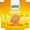 Keto Crackers (Cheddar & Onion), Low carb Crackers, Keto Snacks, Low carb. No Added Sugar, high Fibre & Gluten Free, Almond Flour (3 x 64g Packs). view 1