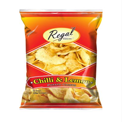 Regal Food Chilli & Lemon Crisps 300gm -Potato Chips -Crispy & Crunchy Snacks -Savoury Snack