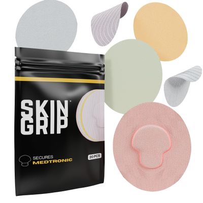 Skin Grip CGM Patches for Medtronic Guardian (20-Pack), Waterproof & Sweatproof for 10-14 Days, Pre-Cut Adhesive Tape, Continuous Glucose Monitor Protection (Pastel Pack)
