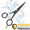 Beauty & Crafts- 5'' German Beard Mustache Scissor- 2 Mustache Combs for Facial Hair with Beautiful Pouch - Beard Trimming Scissors Use for Grooming, Cutting, and Styling of Mustache (Black) view 2