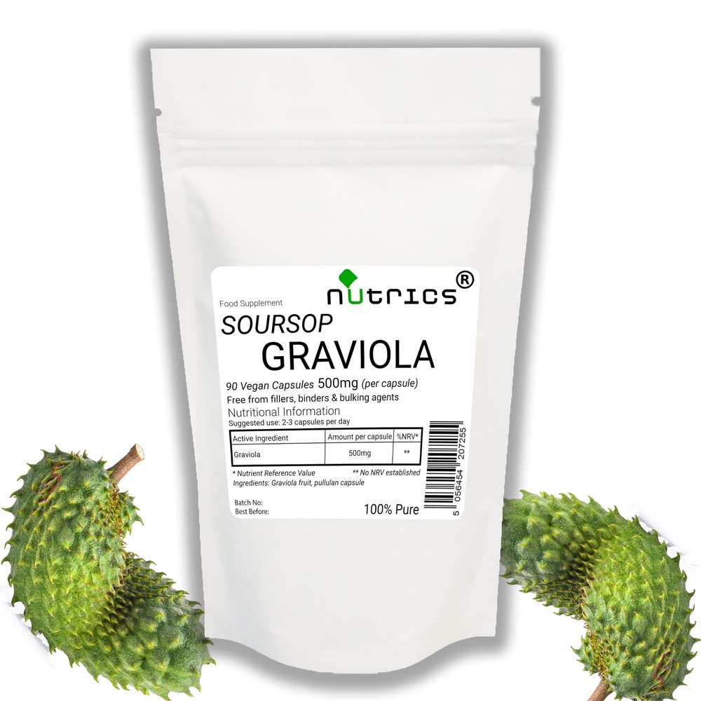 Nutrics GRAVIOLA Fruit 500mg 90 V Capsules (1 Month Supply) Soursop