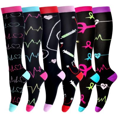 LEOSTEP 6 Pairs Compression Socks for Men & Women, Everyday Support for Travel, Work & Active Lifestyle, Comfortable Breathable Stockings Hiking Travel & Flight Socks