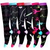 LEOSTEP 6 Pairs Compression Socks for Men & Women, Everyday Support for Travel, Work & Active Lifestyle, Comfortable Breathable Stockings Hiking Travel & Flight Socks view 1