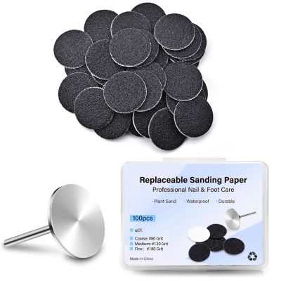 100pcs Feet Grinder Sandpaper Sanding Disc Pedicure Tool Replaceable Sanding Discs Sandpaper for Hard Dead Skin Cracked Heel Cracked Heels Dead Skin (HJ-NF037-80#)