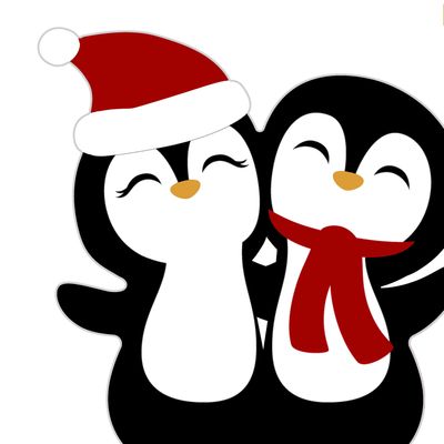 12 napkins die-cut penguins with Christmas hat 33 x 33 cm