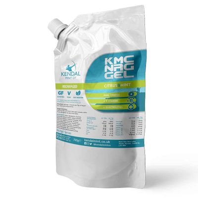 KMC NRG GEL: Energy Gel Refill Pouch Refreshing Citrus & Mint Flavour (10x70g) | Caffeine Free, Vegan & Gluten Free