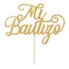 Gold Glitter Mi Bautizo Cake Topper - Holy First Communion Cake Toppers - Baby Shower, Baby's 1st Birthday, Gender Reveal Party Decorations view 2