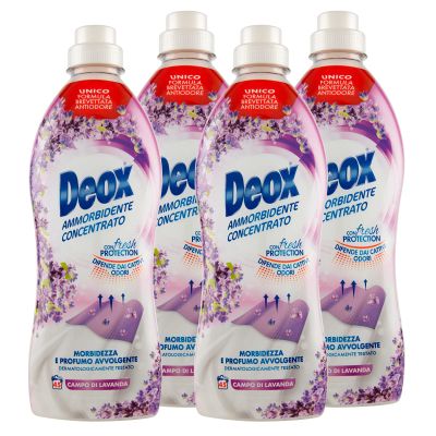 Deox - Concentrated Washing Machine Softener, Soft and Scented Clothes, with Fresh Protection Technology, Lavender Field Fragrance, 45 Washes x 4 Packs