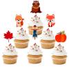 18pcs Happy Thanksgiving Cupcake Toppers - Autumn Festival Harvest Glitter Fox Scarecrow Cupcake Supplies - Boys Girls Birthday Party Dessert Picks Decorations view 1