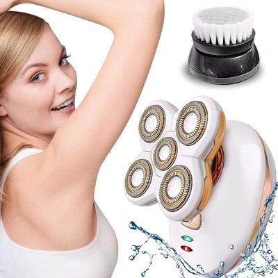 2021 Upgrade Electric Lady Shaver Cordless Waterproof Female Shaver with Cleansing Brush Painless Bikini Trimmer Hair Removal Rechargeable for Leg Face Body Lips Arm Underarms Armpit
