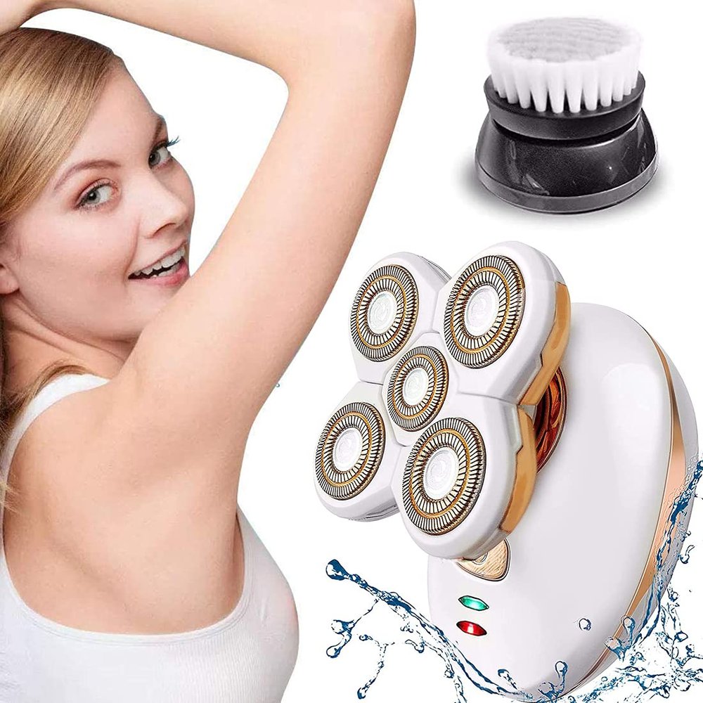 2021 Upgrade Electric Lady Shaver Cordless Waterproof Female Shaver with Cleansing Brush Painless Bikini Trimmer Hair Removal Rechargeable for Leg Face Body Lips Arm Underarms Armpit