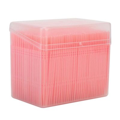 1100pcs / Box Double-Head Teeth Cleaning Toothpick Oral Care Floss Pick Toothpick (Pink)
