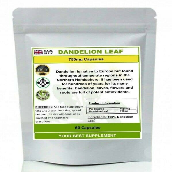 Dandelion Leaf Capsules 750mg Antioxidant,Digestion aid,Liver Support 90