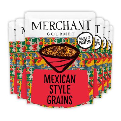 Merchant Gourmet Cooked Spicy Mexican Style Grains - Microwave Rice & Quinoa Mix - Source of Fibre, Low Fat & Vegan - Pack of 6 x 250g Ready-to-eat Pouches