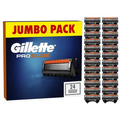 Gillette ProGlide Razor Blades Men, Pack of 24 Razor Blade Refills with Precision Trimmer, 5 Anti-Friction Blades, Packaging May Vary