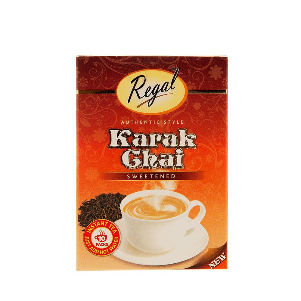 Regal Food Karak Chai (Instant Tea) 10 Packs -An Aromatic Blend Of Spices Infused With Cardamom -Just Add Hot Water