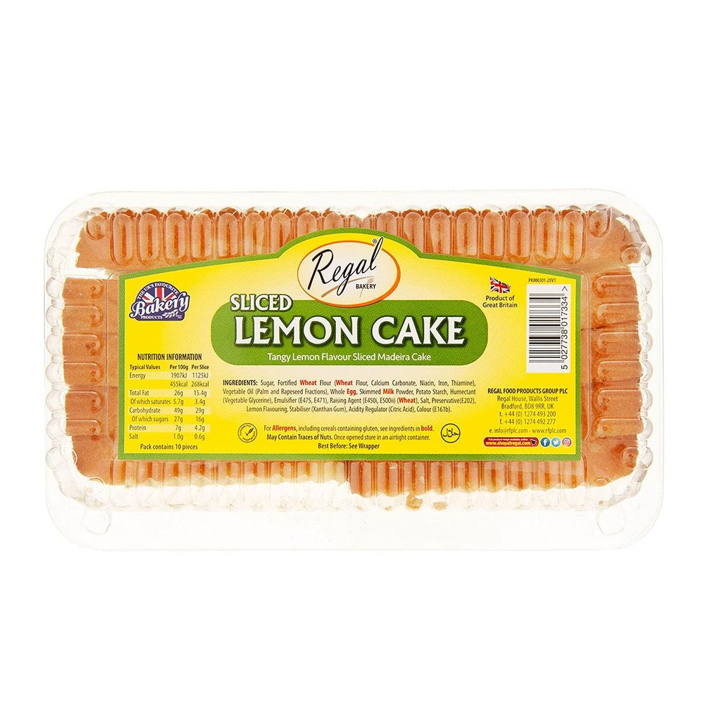 Regal Bakery Lemon Sliced Madeira Cake -Spongy and Moist Lemon Cake -Light Citrusy Lemon Flavor with A Delicate Touch of Vanilla