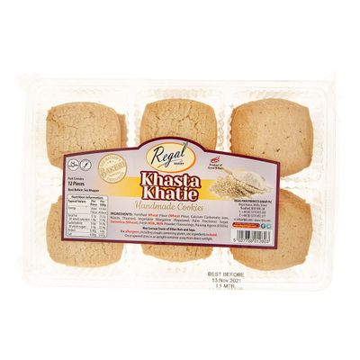 Regal Bakery Handmade Khasta Khatie Cookies -12Pcs Rich Tea Biscuits -With Shredded Coconut
