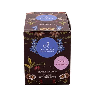Almar Single Serving Hot Chocolate, Hot Chocolate Mix, Gluten free, Lactose free, Preservatives free, 100% Made in Italy, 15 Bags of 30 grams - 22 FLAVORS AVAILABLE - Strawberry