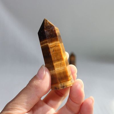 100% Natural Crystals of Various Materials Treatment Stone Quartz Hexagonal Prism Crystal Column Decoration Ornament for Gifts (Color : Tiger Eye)