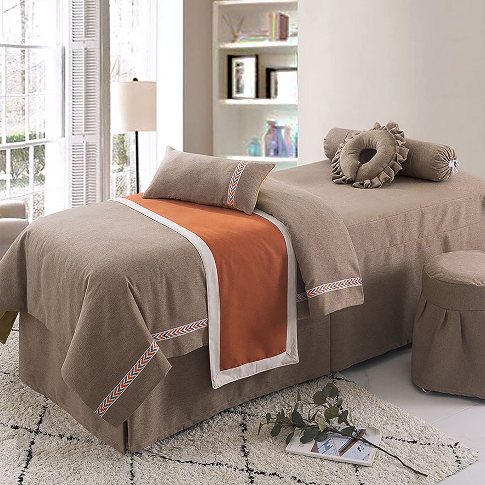 KKLT 4-piece Soft Massage Table Sheet Set,Premium Solid Color Beauty Bedspreads Salon Bed Cover For Beauty Facial Bed Bedding-J 185x70cm(73x28inch)