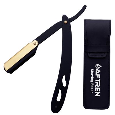 Barber Shaving Razor Cut Throat Classic Stainless Steel Straight Edge Razor Moustache & Beard Shaving Razor Daily Beauty Tools for Men (Multi)