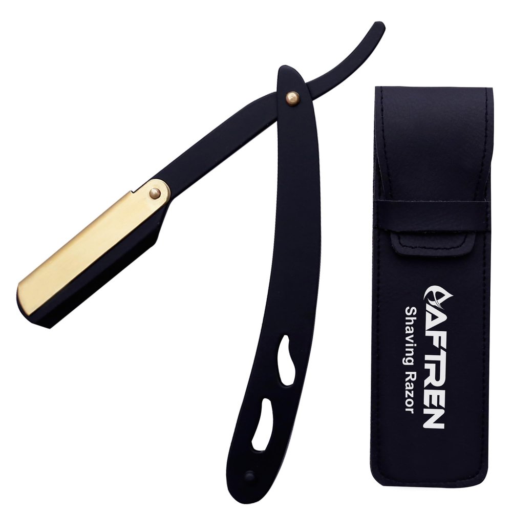 Barber Shaving Razor Cut Throat Classic Stainless Steel Straight Edge Razor Moustache & Beard Shaving Razor Daily Beauty Tools for Men (Multi)