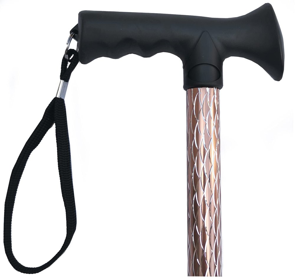 Essential Products Luxury Ladies Engraved Etched Adjustable Walking Stick Cane with Soft Grip Gel Ergonomic Handle for Women - 25.5 35.5 (Engraved Rose Gold)