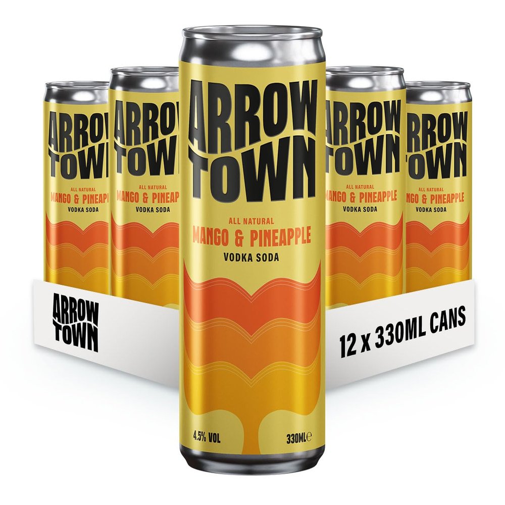 Arrowtown Mango & Pineapple Vodka Soda (12 x 330ml) - Refreshing 4.5% ABV Sparkling Water | Hard Seltzer | Low-Sugar, Vegan, Gluten-Free Beverage