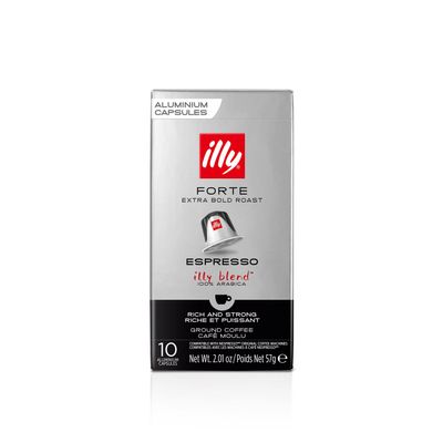 illy Coffee Nespresso Compatible Capsules, Forte, Aluminium Coffee Capsules, Pack of 10