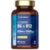 Vitamin B6 and B12 High Strength | 60 Tablets | High Strength Blend with 100mg of Vitamin B6 (Pyridoxine) and 1000ug of Vitamin B12 (Methylcobalamin) | Suitable for Vegans & Vegetarians | by Horbaach view 1