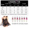 LINGERLOVE Large Sizes V-Neck Babydoll Lingerie Women's Sexy Underwear Sleepwear with Panties S-4XL, black, XL-XXL view 2