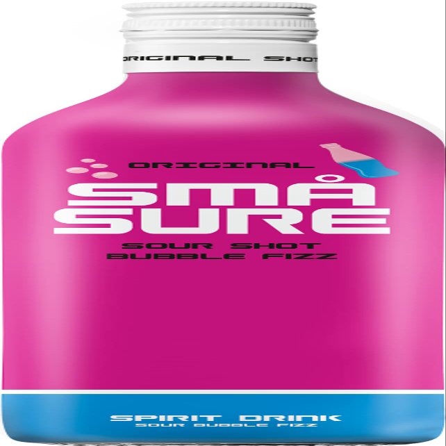 SMA SHOTS Sour Bubble Fizz Colourful Vodka Shot, Sweet Bubblegum Burst & Sour Candy Kick, Perfect as a Party Shot or as a Cocktail with a Mixer 16.4%, 70cl