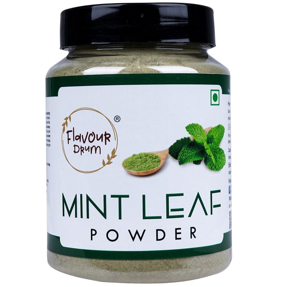 Flavour Drum Dehydrated Mint Leaf Powder Pure & Mint Powder Natural Ground Dry Mint Powder Extracted from Fresh Mint Leaves Vegetable Powder Seasoning Best for Cooking, Baking & More