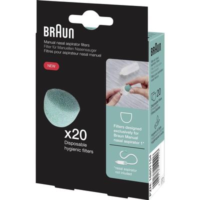 Braun Filters for Manual nasal aspirator 1 - 20 Count - Disposable, Hygienic Filters - For use with Braun Manual nasal aspirator 1 - BNF020