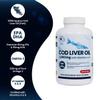 Cod Liver Oil 1000mg: 90 Softgels: High Strength Dietary Supplement with Omega-3 Fish Oil, Vitamins A & D with DHA and EPA. Supports Heart Health, Immune System, Brain, Vision, Joints view 2