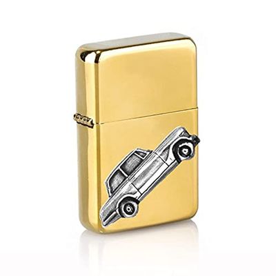 British classic car Vitesse 6 Sal. ref255 Pewter effect design on a flip top petrol lighter windproof GOLD refillable
