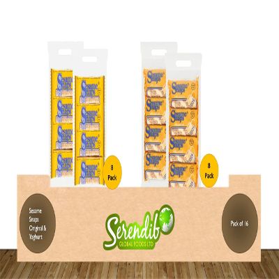 Sesame Snaps Original Flavour 8 Pack & Yoghurt Flavour 8 Pack (30g Each) | Gluten-Free | Suitable for Vegetarians